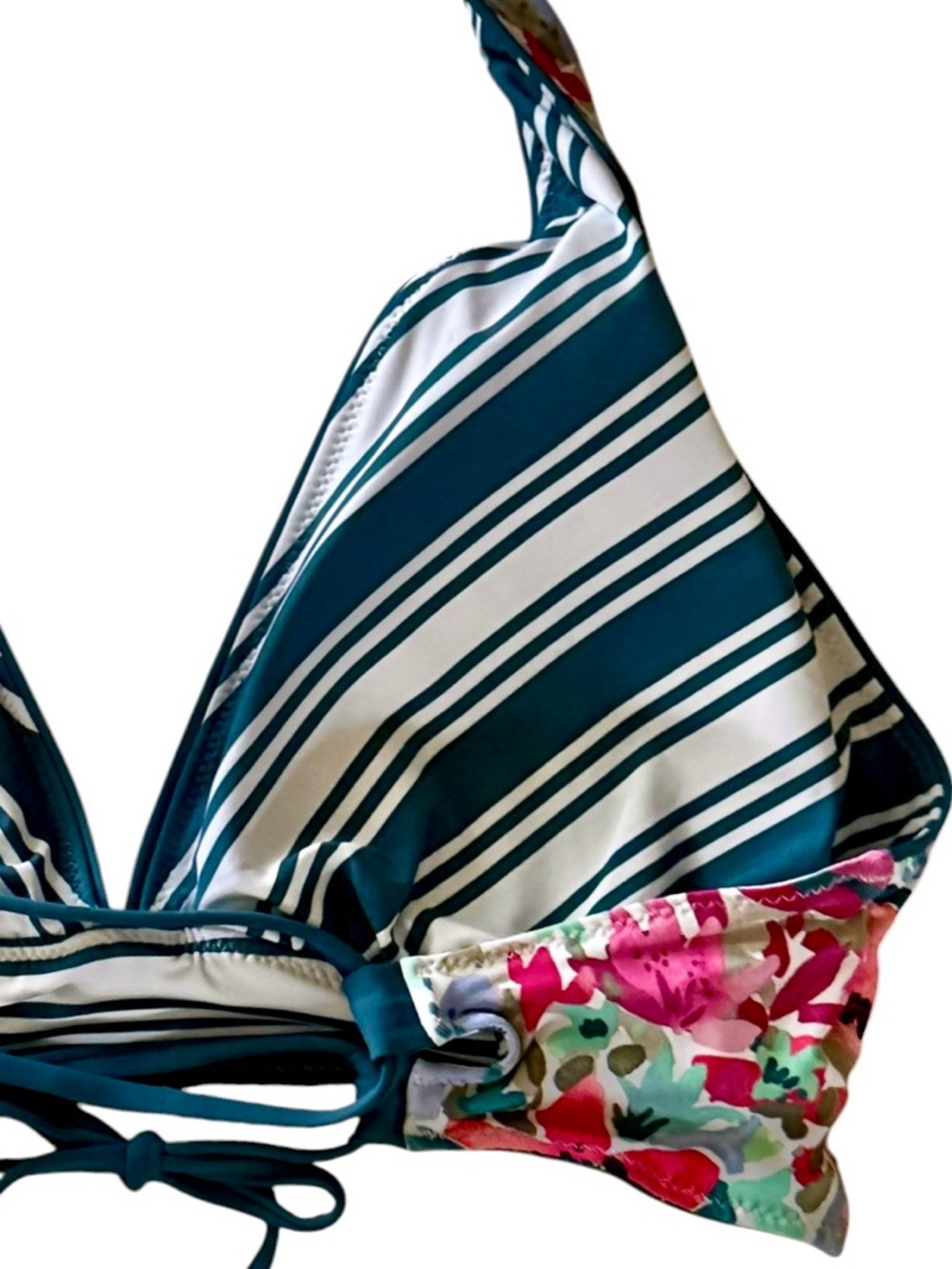 Tommy Bahama Watercolor Floral Reversible Halter Bikini Top - Picture 14 of 16